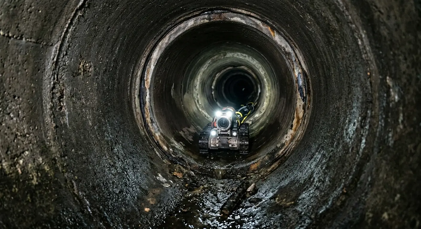 Robotic sewer camera inspecting pipe interior for Sewer Line Repair in Greenfield